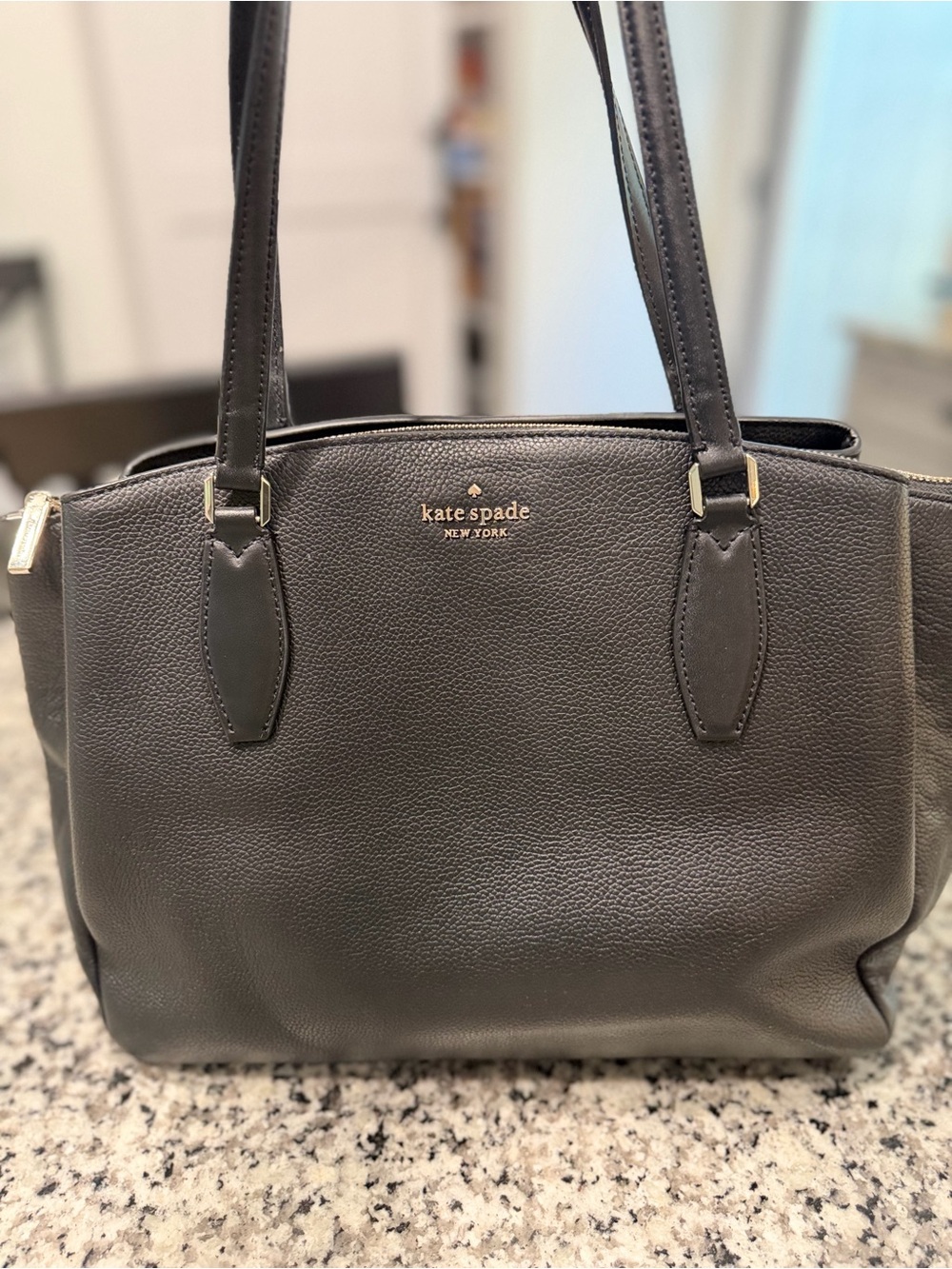 kate spade black pebble leather shoulder bag